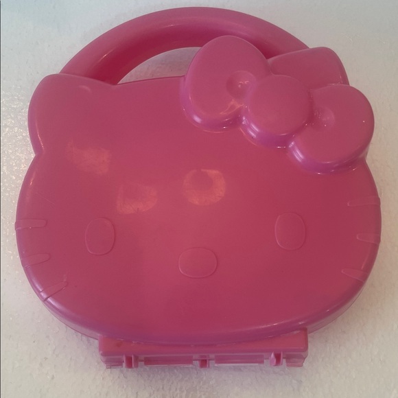 Vintage Y2K Hello Kitty plastic Organizer purse Lunch Box handle pink rare